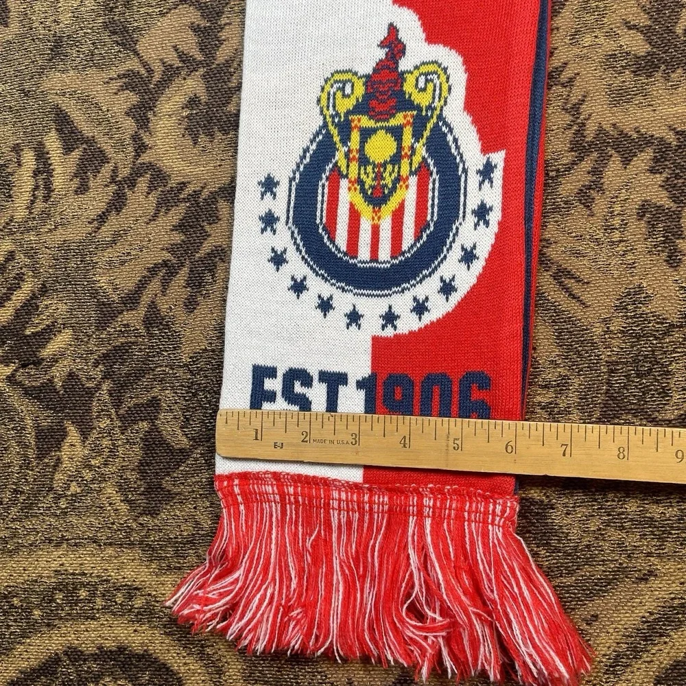 Chivas Guadalajara Soccer Football Scarf Licensed New Red Blue Double Sided New